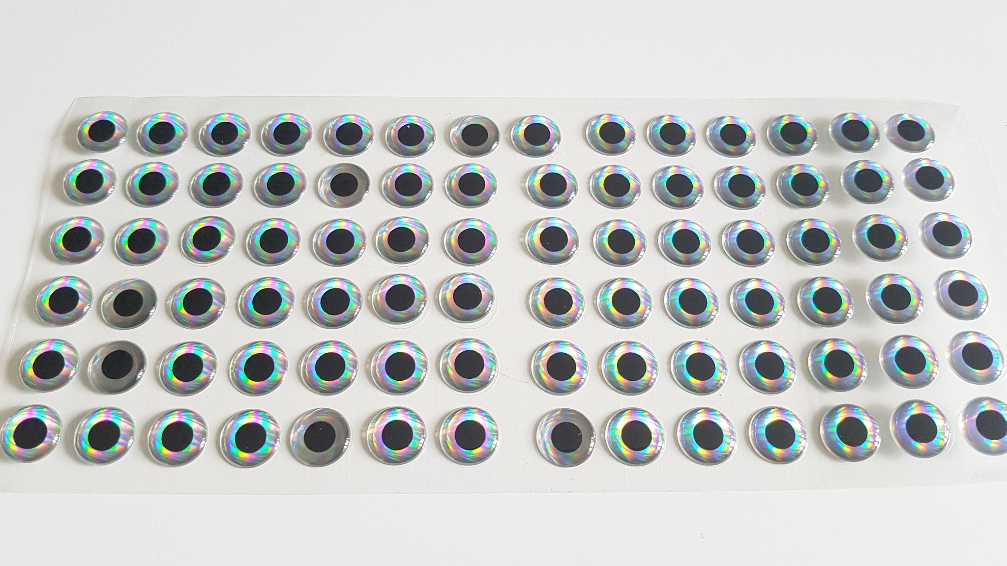 MIKATECH-Soft-3D-Augen-14mm-Prism-Chrome-84er-Karte MIKATECH Epoxy 3D Augen 14mm Super Pearl Karte 84 Stück