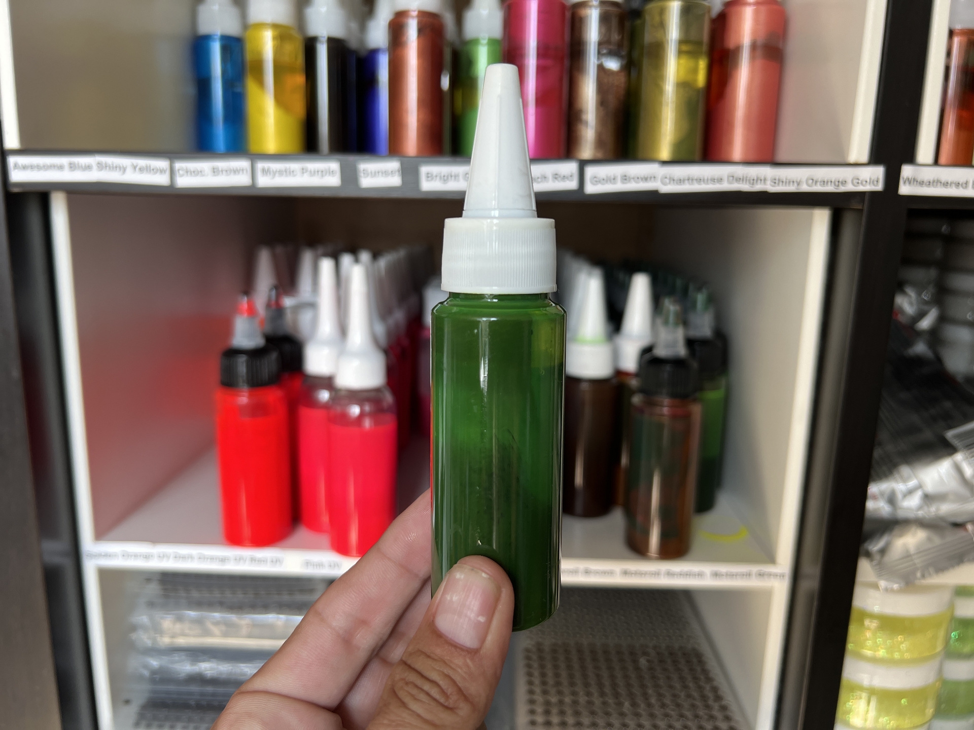 SABOFLEX UV Fluo Motoroil Green Plastisolfarbe 50g SABOFLEX UV Fluo Motoroil Green Plastisolfarbe 50g