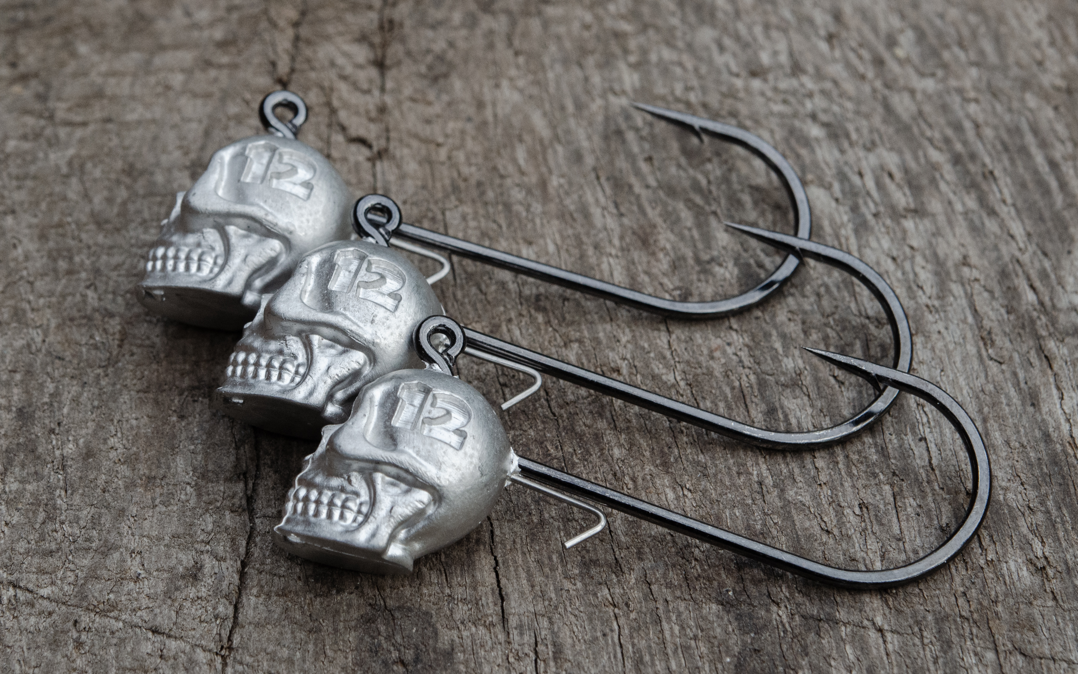 Q-Jig-bleifreier-Jigkopf-12-Gramm Q-Jigs 3/0 12g - Set a 3 Stück Totenkopf Jig VMC Haken