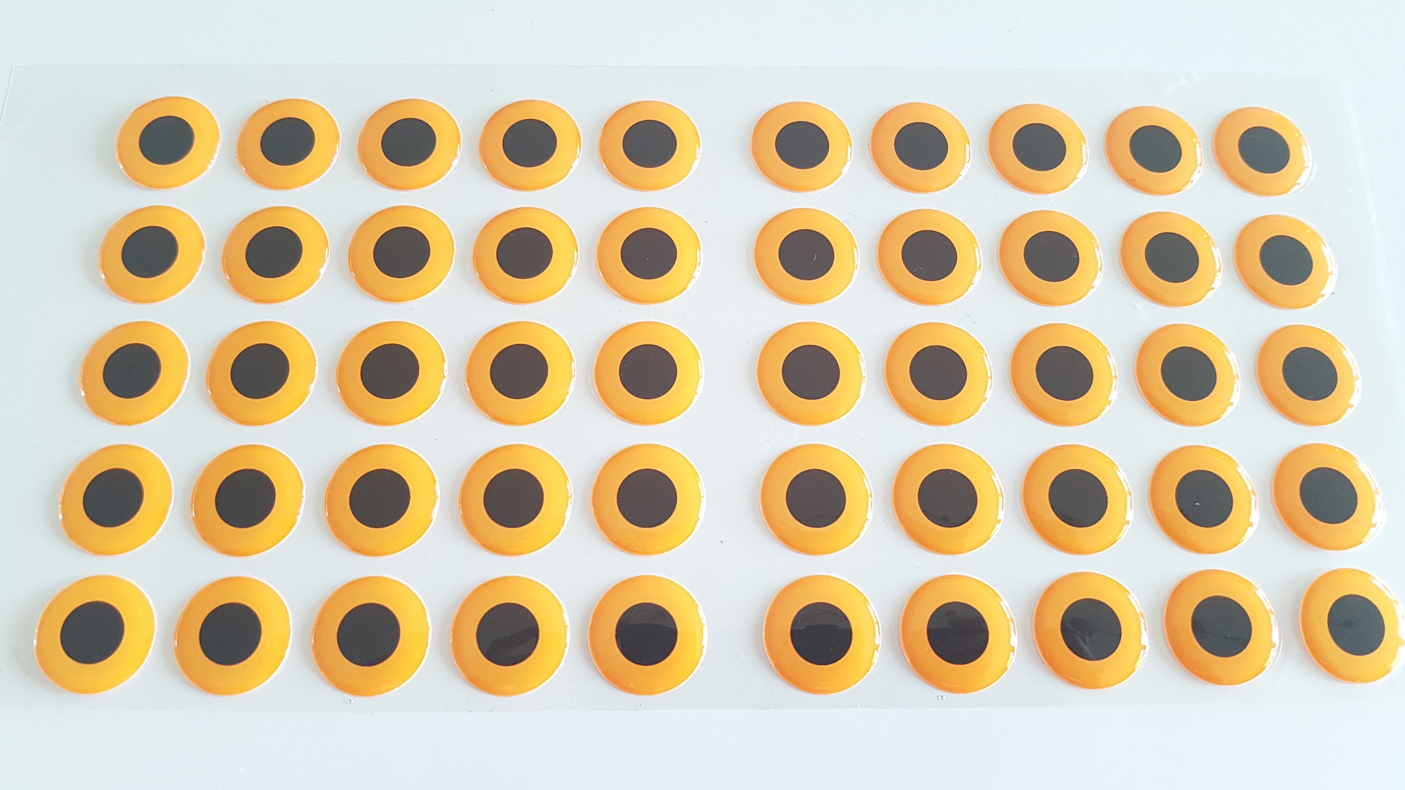 MIKATECH-Soft-3D-Augen-20mm-Hot-Orange-50er-Karte MIKATECH Epoxy 3D Augen 20mm Hot Orange UV Karte 50 Stück