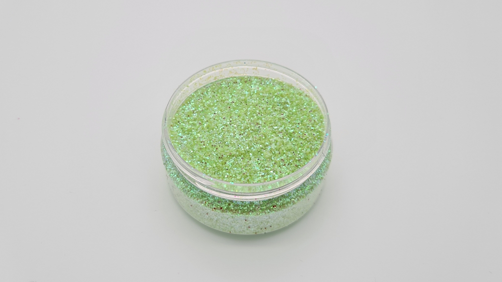 Irisierend-Chartreuse-0-6mm MIKATECH Glitter 0,6mm Irisierend Chartreuse 100ml