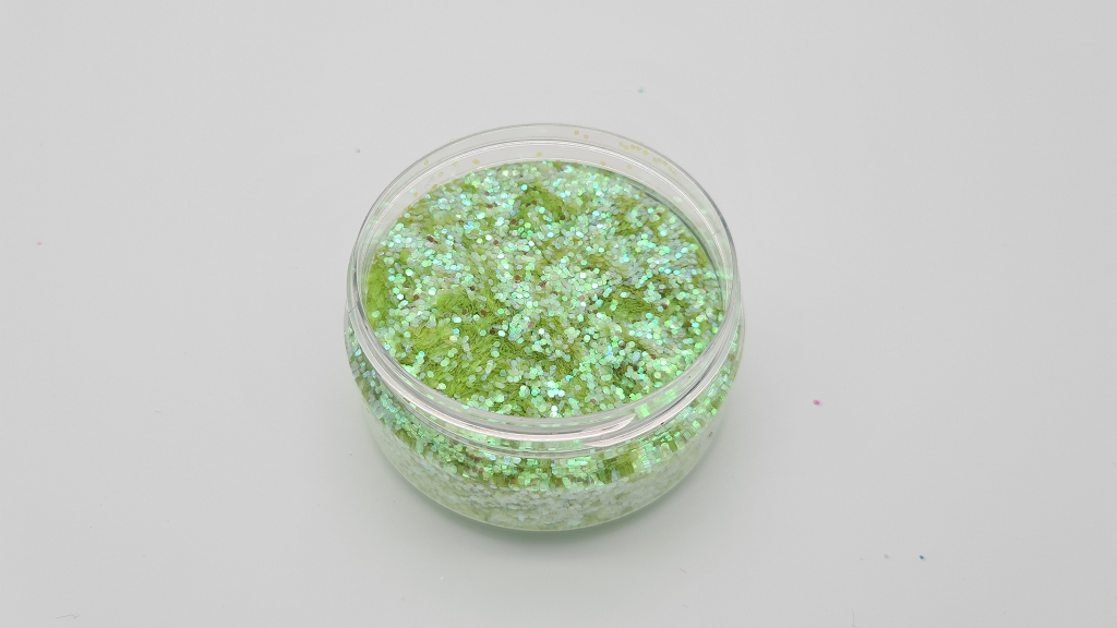 Irisierend-Chartreuse-1mm MIKATECH Glitter 1mm Irisierend Chartreuse 100ml