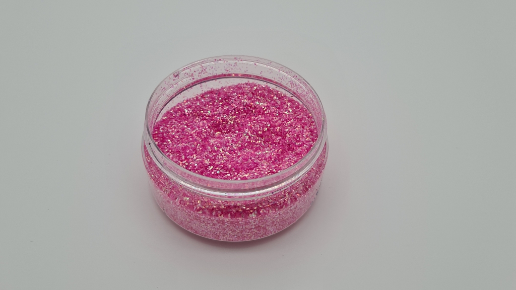 Irisierend-Bubblegum-UV-0-6mm MIKATECH Glitter 0,6mm Irisierend Rosa UV 100ml